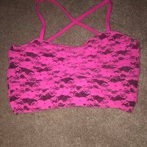 Pink lace sports bra